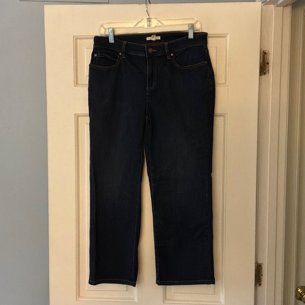Eileen Fisher Organic Cotton Straight Leg Jeans Dark Wash Blue Size 8